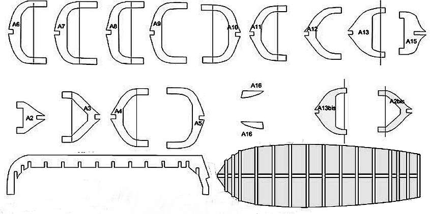 Schema per la costruzione in legno di una barca