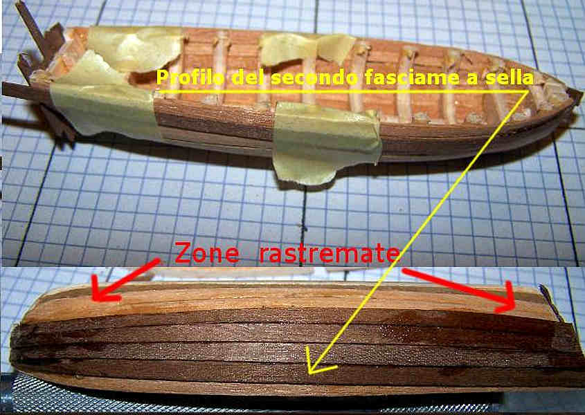 Il secondo fasciame segue l’insellatura della scialuppa
