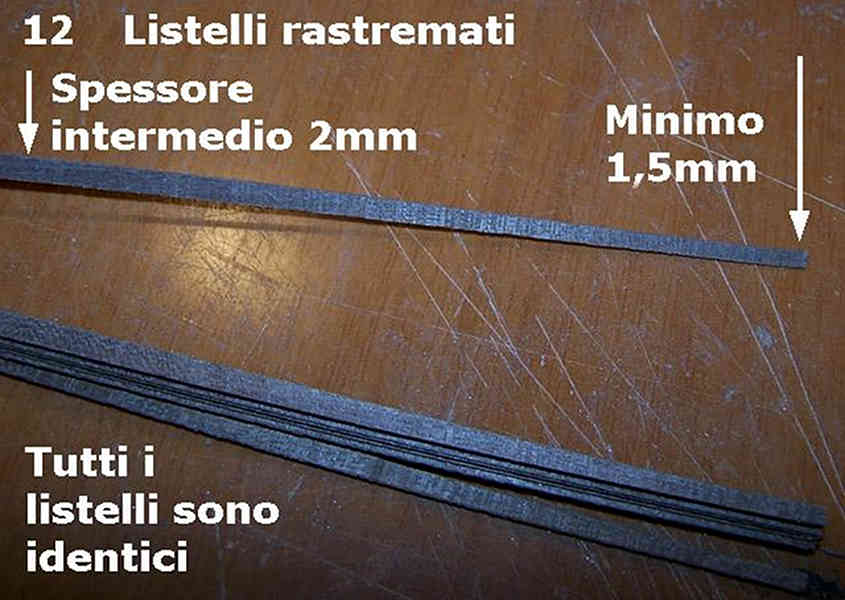 In un unico passaggio si rastremano circa 20 listelli dallo spessore di 0.5 mm