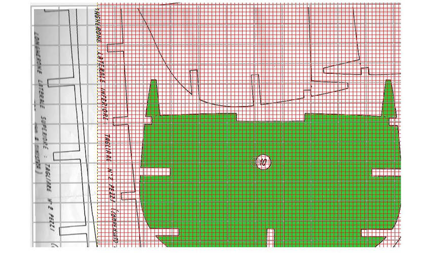 L’uso della griglia in GIMP permetta un accurato allineamento dell’ordinata.